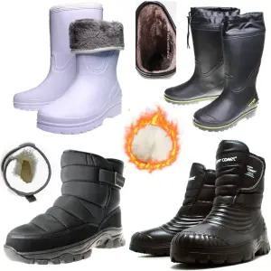 겨울 털장화 남성 여성 방수 고무 방한화 주방 위생화 털신발 남성 여성 작업화 모내기 낚시