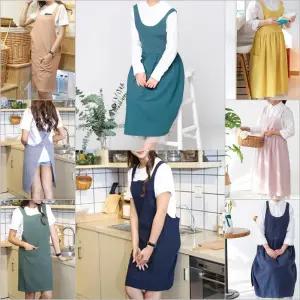 워싱린넨/코튼 예쁜 파스텔톤 X형 앞치마