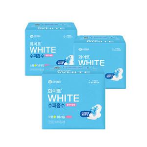 화이트 생리대 시크릿홀 수퍼흡수 소형 18개입x3팩