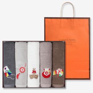 송월타월 전통자수 수건 5매 세트 쇼핑백 제공