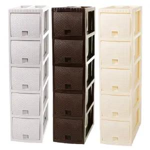 코코 5단서랍장 틈새 라탄 플라스틱 서랍장 수납장 사물함