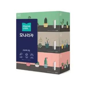 N 모나리자 사각티슈 (250매×3개 팩)