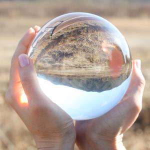 정수생활건강 크리스탈 유리구슬 받침대 셋트 2P 수정구 K9 고순도유리공 80mm