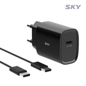 [케이블 세트] 스카이 필 25W PD PPS C타입 초고속 충전기+CtoC 고속충전 케이블 Q1X 아이폰 갤럭시