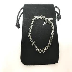 실버팩토리 925 실버 십자가 메달 페이퍼 체인 팔찌(B113)