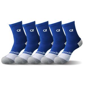 크로커다일 남성용 스포츠 압박 쿠션 중목 양말, 블루, 5족세트