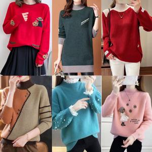 (울)808니트 여성라운드 니트집업 지퍼 반폴라 여자스웨터 자수 미시 가을 겨울 새로본