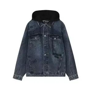 공용)  난스판 후드탈부착 프린트 오픈구제 오버사이즈 데님자켓_AM3DDJ544-DB