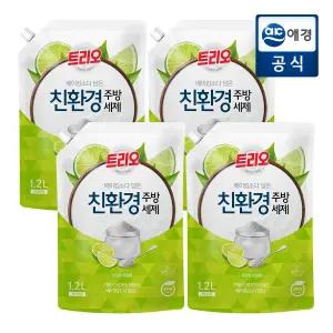 트리오 베이킹소다 담은 주방세제 라임향 1.2L 리필 x 4개