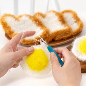[문구티쳐] 민화샵 음식모양수세미 만들기 (식빵, 계란프라이) DIY 코바늘 뜨개질 수세미키트