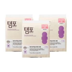템포 내추럴 순면 패드 대형 생리대 14P, 3개