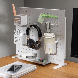 스탠드형 타공판보드 악세사리세트 책상타공철판 화이트 메탈 페그보드 책상가림막 파티션 데스크정리선반