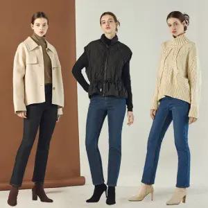 맥스튜어트 여성 라이크라 플리스 본딩 데님 3종