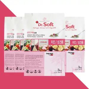 더독 소프트 치킨 사료 성견 3kg 4개