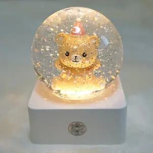 mcuru 터치 충전식 오르골 LED 스노우볼 뮤직박스 원형볼