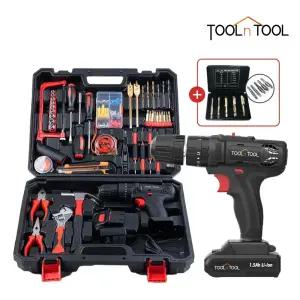 툴앤툴 21V 무선 충전식 전동드릴 수공구세트 80P TNT-HEX21LIS(+볼트리무버 5P)