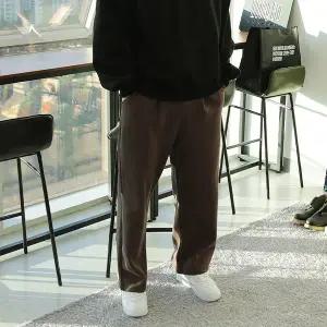 [우기브로]WRI 남자 빅사이즈 기모 안감 허리 주름 와이드 팬츠