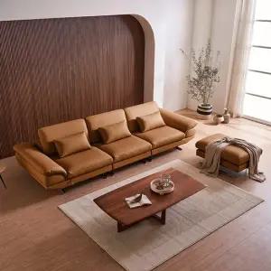 루이 3.5인 리프트업 전체 천연가죽 소파+스툴