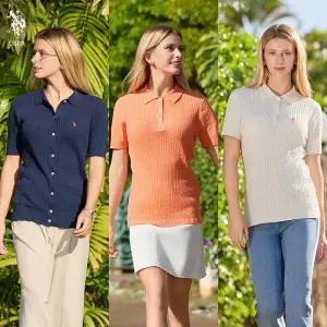 [런칭가 129000원][U.S. POLO ASSN.] USPA 여성 린넨 블렌디드 카라니트 3종 (HUPS249203)