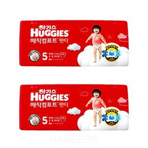 2024 하기스 매직컴포트 팬티형 5단계 공용 42매X2팩 특대형 아기 기저귀 흡수력과 통기성의 듀얼매직