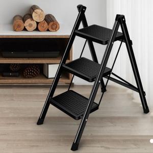 가정용 간이 낮은사다리 3단 접이식 작은 주방사다리 미니계단 거실 세차 블랙 화이트