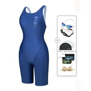 [레노마수영복](하남점)여성3부 X백 반신수영복수경수모 가방 5종세트 블루 LF2C803BUSET