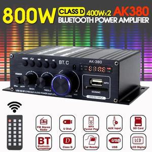 AK380 800W 블루투스 앰프 하이파이 오디오 가라오케 2 채널 홈 시어터 앰프 파워 클래스 D 앰프 USB SD AU