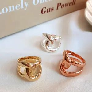 보이루 트위스트 링 여성 은색 볼드 분홍색 금색 깔끔