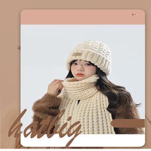 더제이엠 남여공용 겨울 니트꽈배기 모자목도리세트