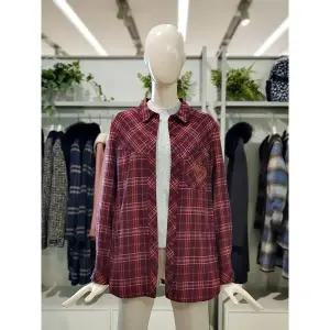 갤러리아 크로커다일레이디 코듀로이 배색 체크 풀오픈 셔츠 CLDWBL202