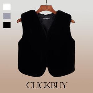 클릭버이 고급스러운 양모베스트 에코퍼 인조퍼 밍크조끼