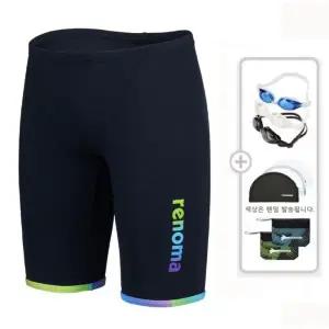 [롯데백화점]레노마 남성 네온텍스 탄탄이 4부 실내 수영복 수경 수모세트MS2E801_BK