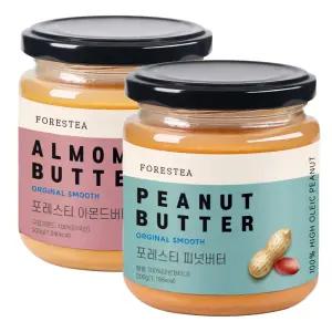 포레스티 국내제조 무첨가 땅콩버터 200g + 아몬드버터 200g 무설탕 무가당 피넛버터 스프레드