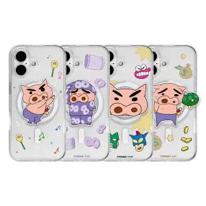 [코쿼드]짱구 부리부리 맥세이프 범퍼 젤하드 케이스+맥세이프 아크릴 허브톡 세트