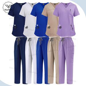 간호복 병원 스크럽복 탄성 스크럽 세트 수술실 외과 유니폼 치과 수의학 작업복 반팔 바지 정장 도매
