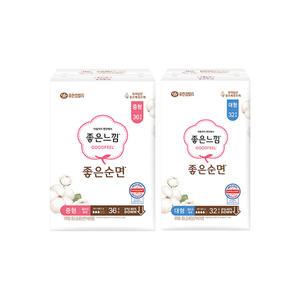 좋은느낌 좋은순면 울트라슬림 중형, 36매, 1개 + 대형, 32매, 1개