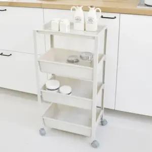 다용도 틈새 트롤리 와이드 4단/트롤리 정리정돈 공간활용 수납 이동식 선반 바퀴 다단 보관 소품 미용실