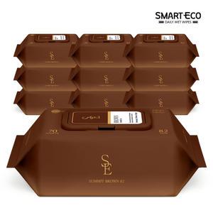 스마트에코 고평량 써밋82g 브라운 70매 10팩 캡형 엠보 아기물티슈