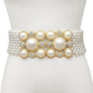벨트 진주 와이드 웨딩 인기형 보석 빈티지