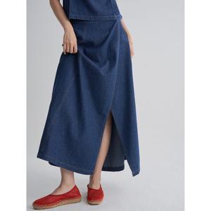 [에잇세컨즈] 랩 데님 스커트 (SET)  블루 (125727MP1P)