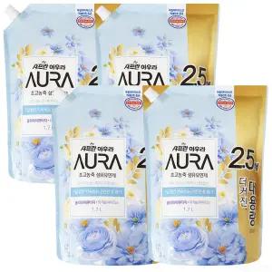 엘지생활건강 샤프란 아우라 리필 섬유유연제 홀리데이판타지 1.7L 4개