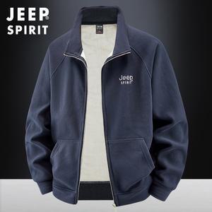 JEEP SPIRIT 겨울 재킷 남성 하이넥 플리스 루즈 캐주얼 트레이닝 재킷