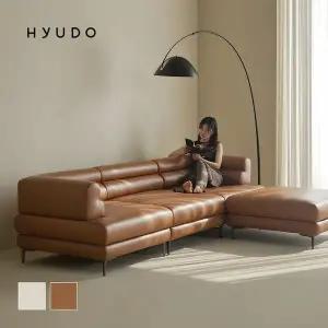 [휴도]지정일배송/무료설치ㅣ시간의 동백 모듈형 2880 천연 면피 가죽 소파 4인+스툴 (쿠션증정)