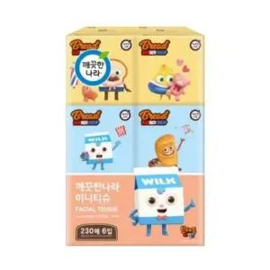 깨끗한나라 브레드이발소 미용티슈 230매X6입 티슈 각티슈 미용티슈
