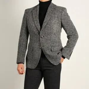 MANA 마나 스판 울 80% 헤링본 블랙 자켓