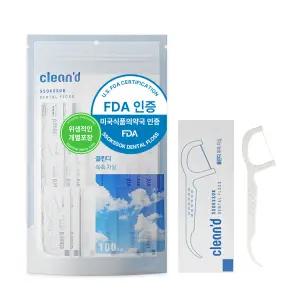 [개별포장]클린디 쏙쏙 치실 100개입 치간칫솔 일회용 교정용 손잡이