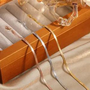 써지컬스틸 한줄 뱀줄체인 발찌 골드 로즈골드