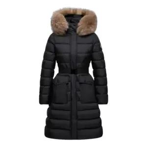 25FW 몽클레어 클로에쎄 패치로고 후드퍼 벨티드 롱 패딩 블랙 1C00013 53A5E 99M