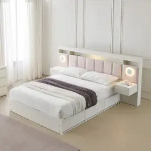 멜라 아쿠아텍스 패브릭 호텔 LED 수납 침대 프레임 LK DF927005