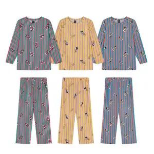 디즈니잠옷 빅사이즈 피치기모 단가라 미키 스판 커플 파자마 / 긴팔 가을 겨울 홈웨어